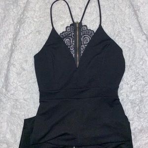 Black backless body jumpsuit